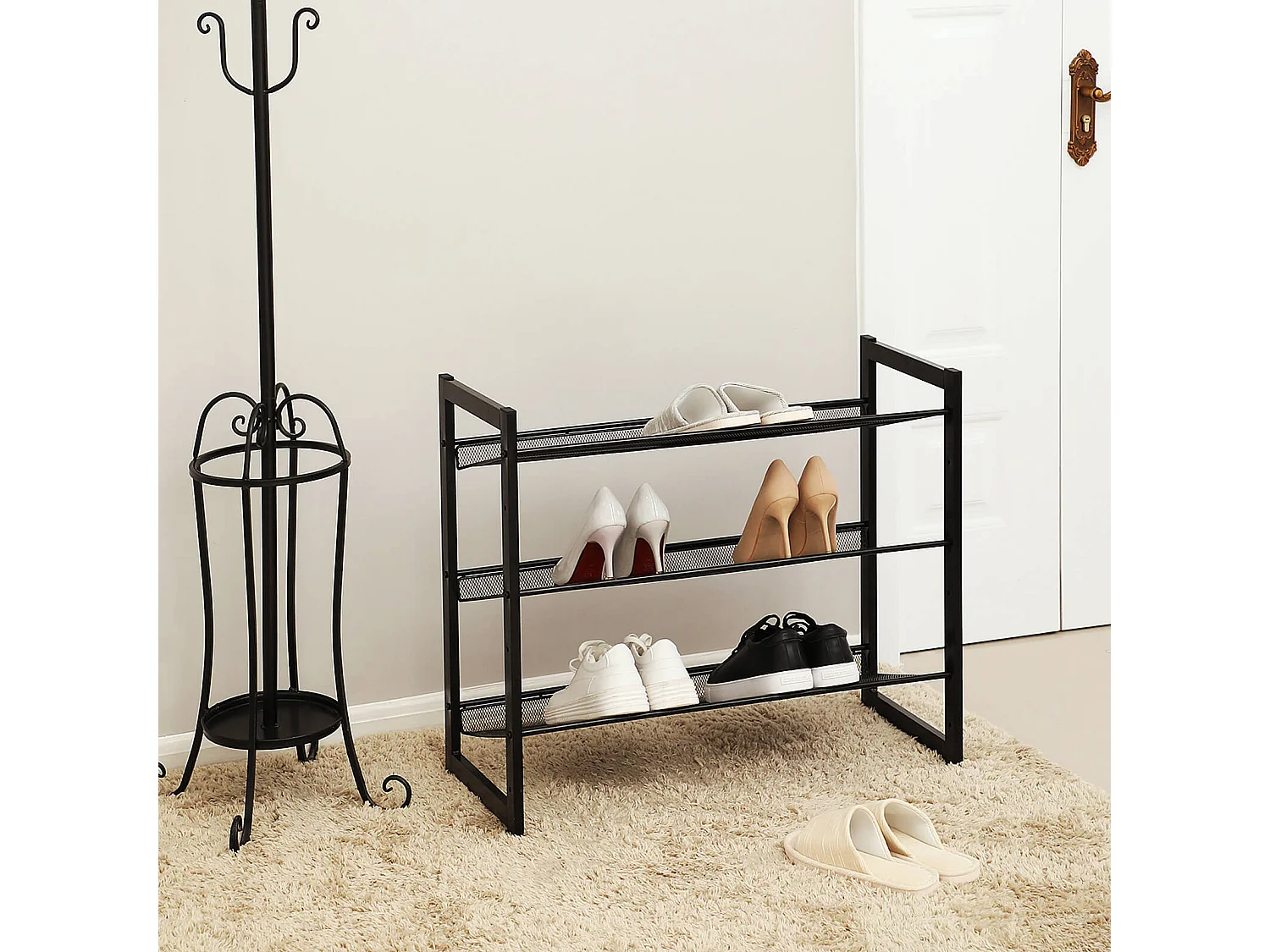 Schuhregal 74x30,5x61,5 cm schwarz