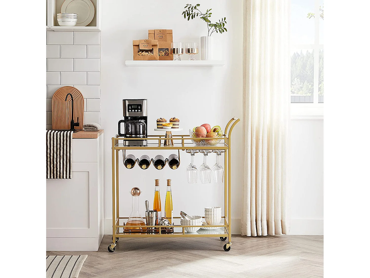 Barwagen 86,1x38,1x90,2 cm gold