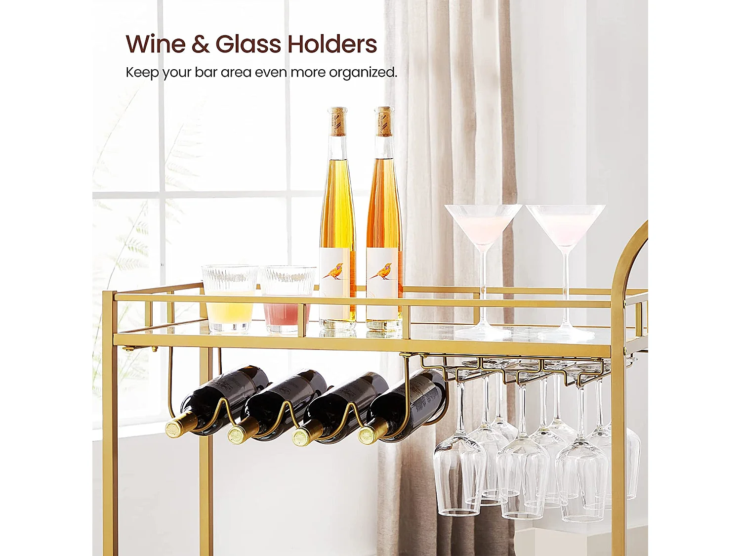 Barwagen 86,1x38,1x90,2 cm gold