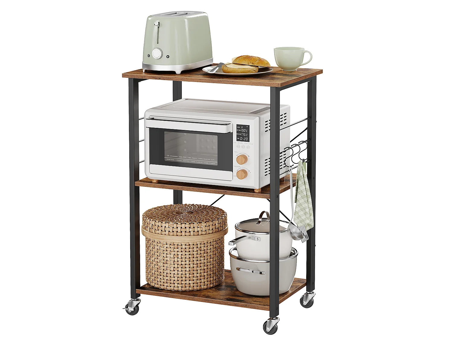 Étagère de cuisine 60x40x84 cm noir brun rustique kks60xv1