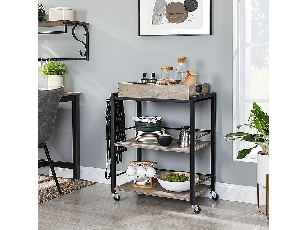 Servierwagen 65x40x86 cm Greige und Schwarz LRC072B02