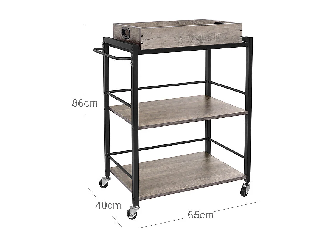 Servierwagen 65x40x86 cm Greige und Schwarz LRC072B02
