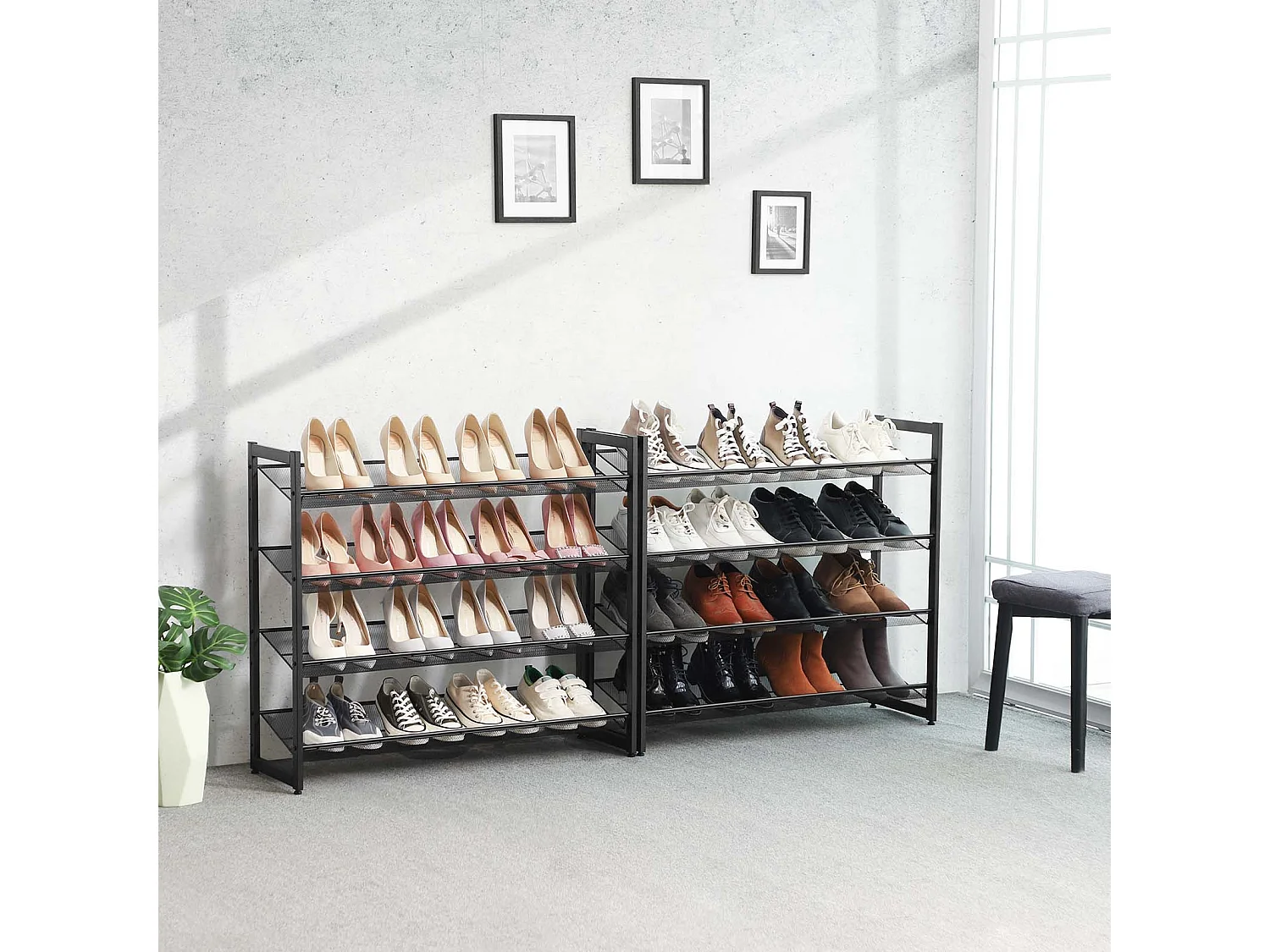 Schuhregal 92,3x30,5x163,4 cm schwarz