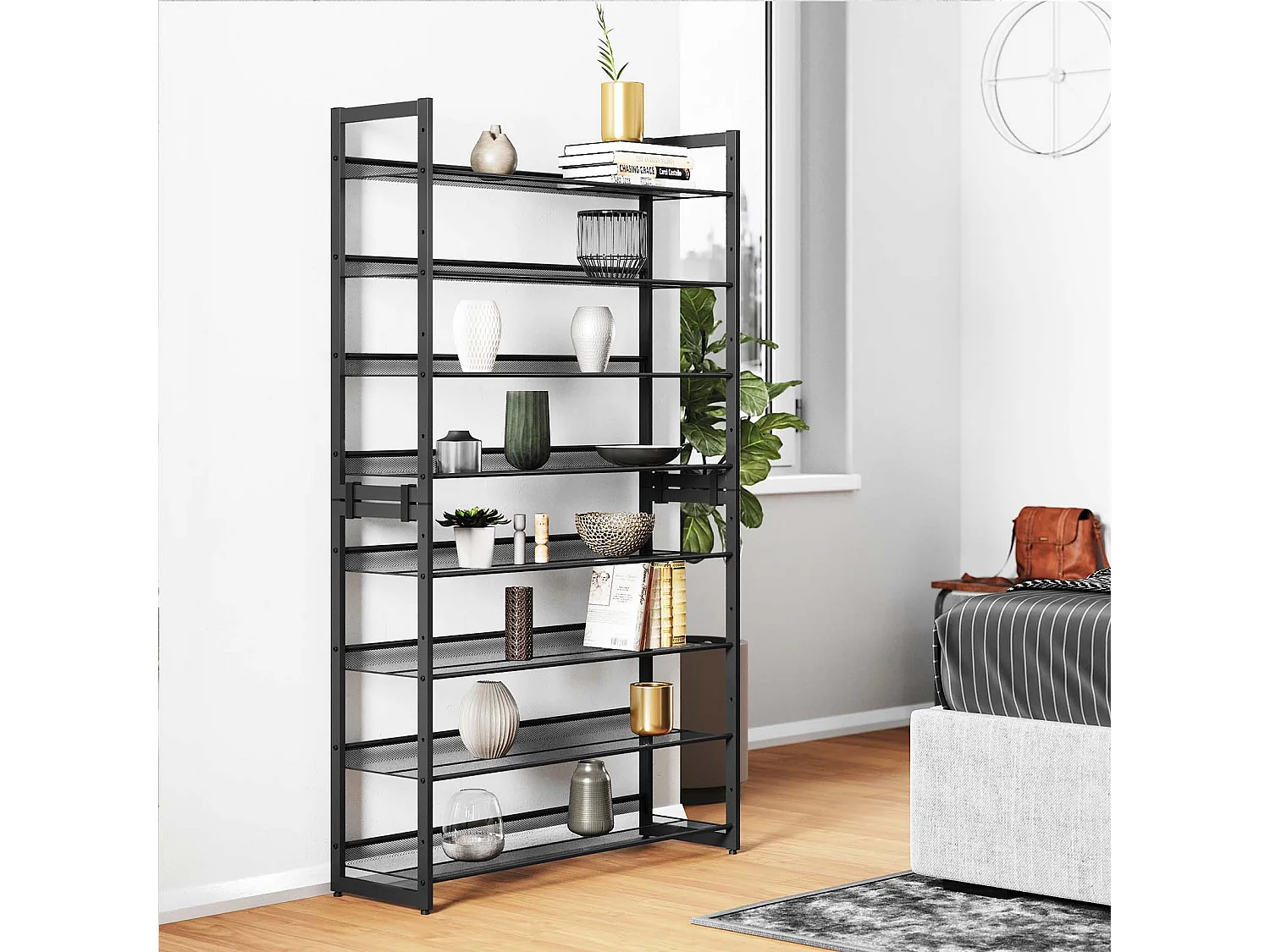 Schuhregal 92,3x30,5x163,4 cm schwarz