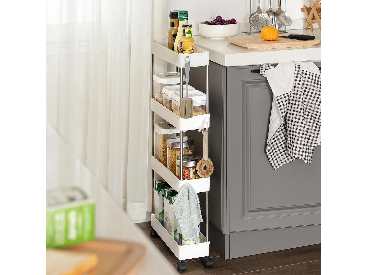 Chariot de rangement 40x12,5x88 cm blanc