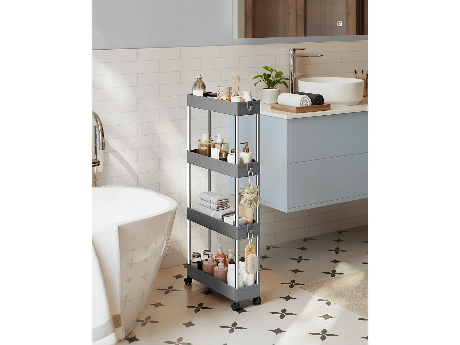 Aufbewahrungswagen 40x12,5x86 cm grau