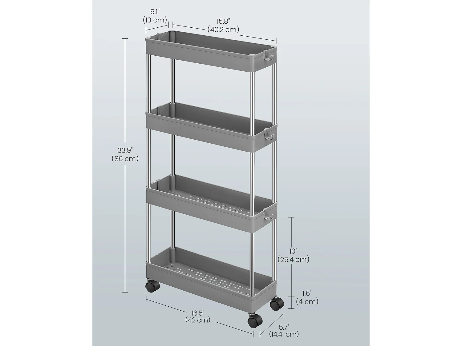 Aufbewahrungswagen 40x12,5x86 cm grau