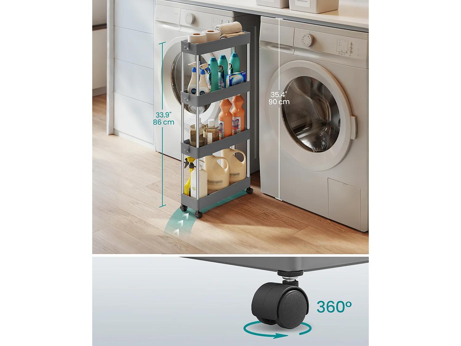 Aufbewahrungswagen 40x12,5x86 cm grau