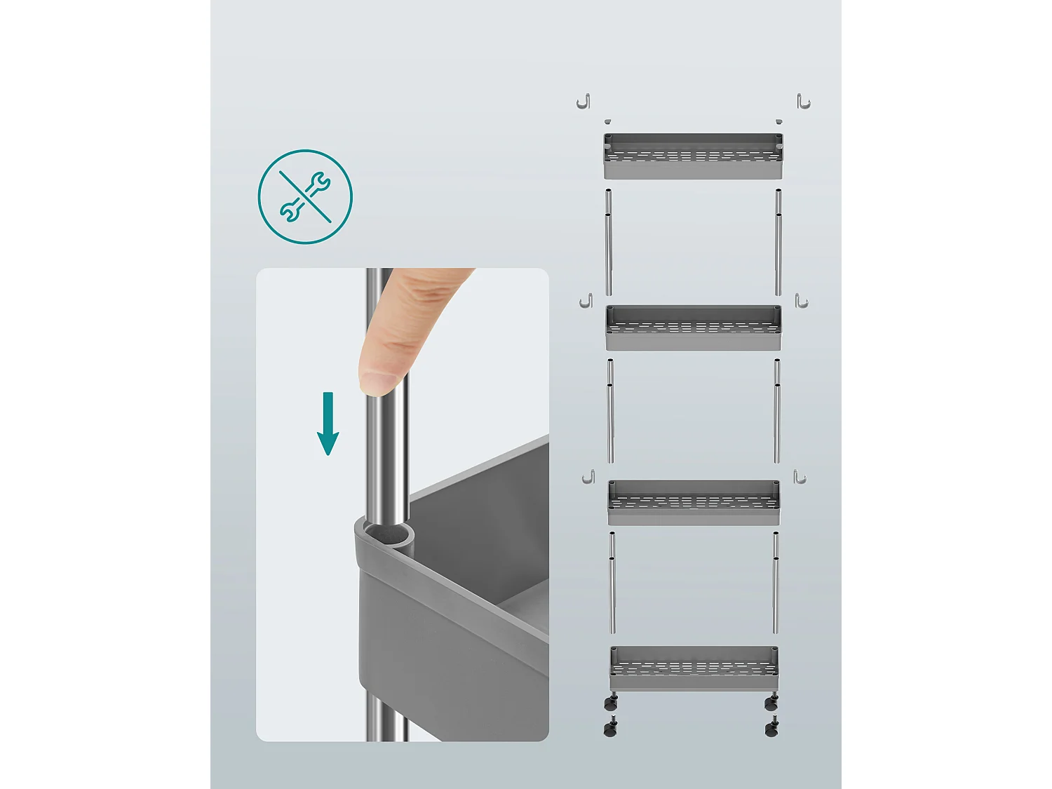 Aufbewahrungswagen 40x12,5x86 cm grau