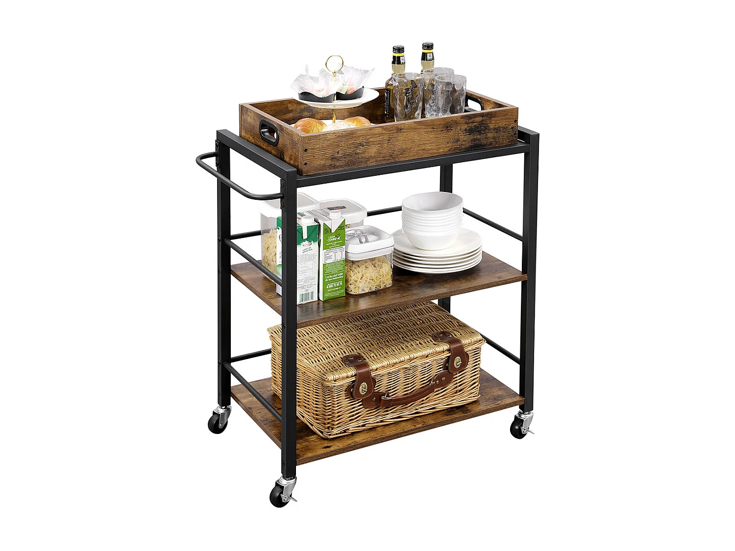 Küchenwagen 65x40x86 cm rustikal braun LRC72X