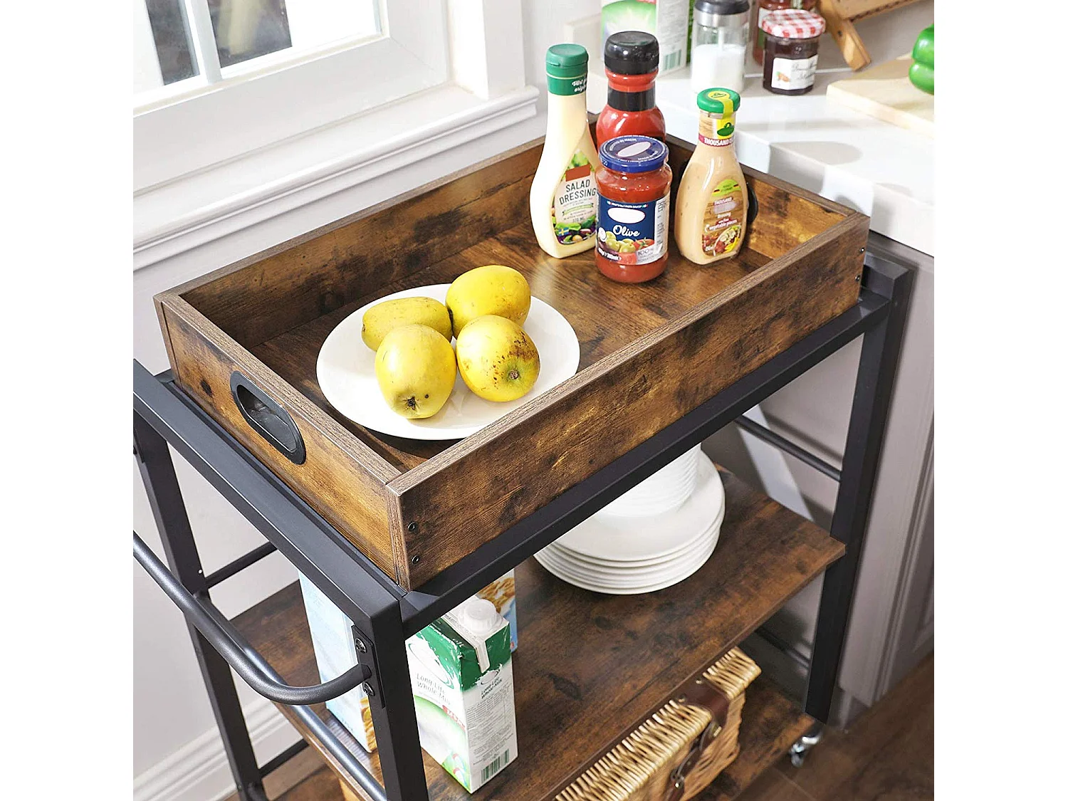 Küchenwagen 65x40x86 cm rustikal braun LRC72X