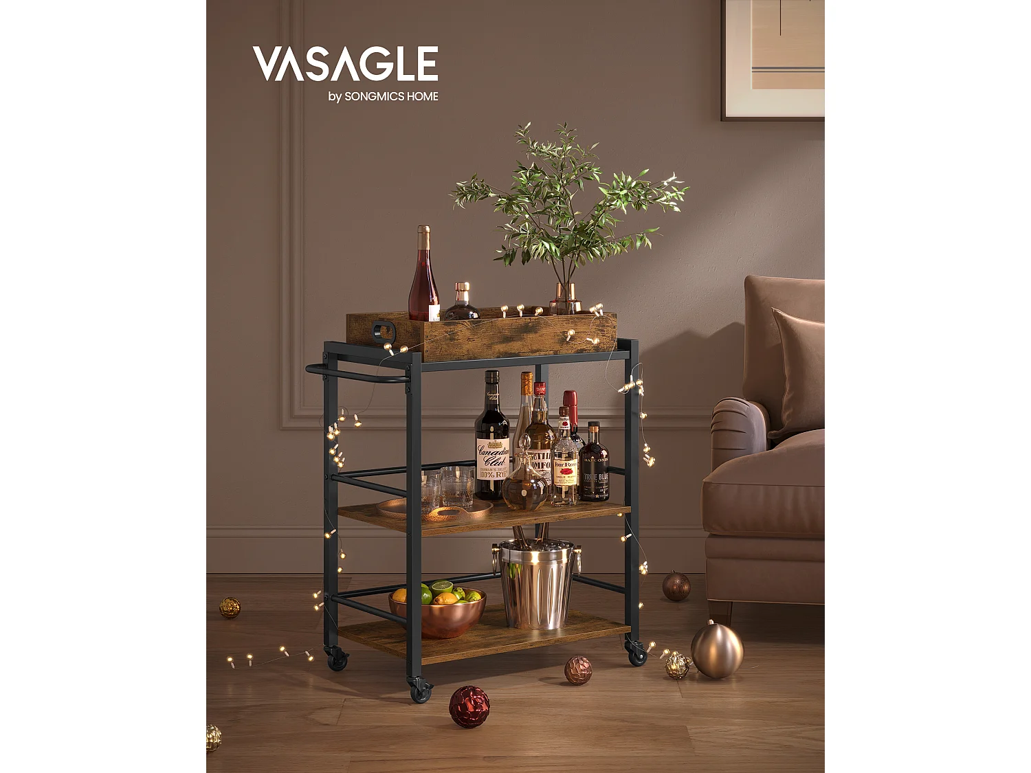 Desserte de cuisine 65x40x86 cm brun rustique LRC72X