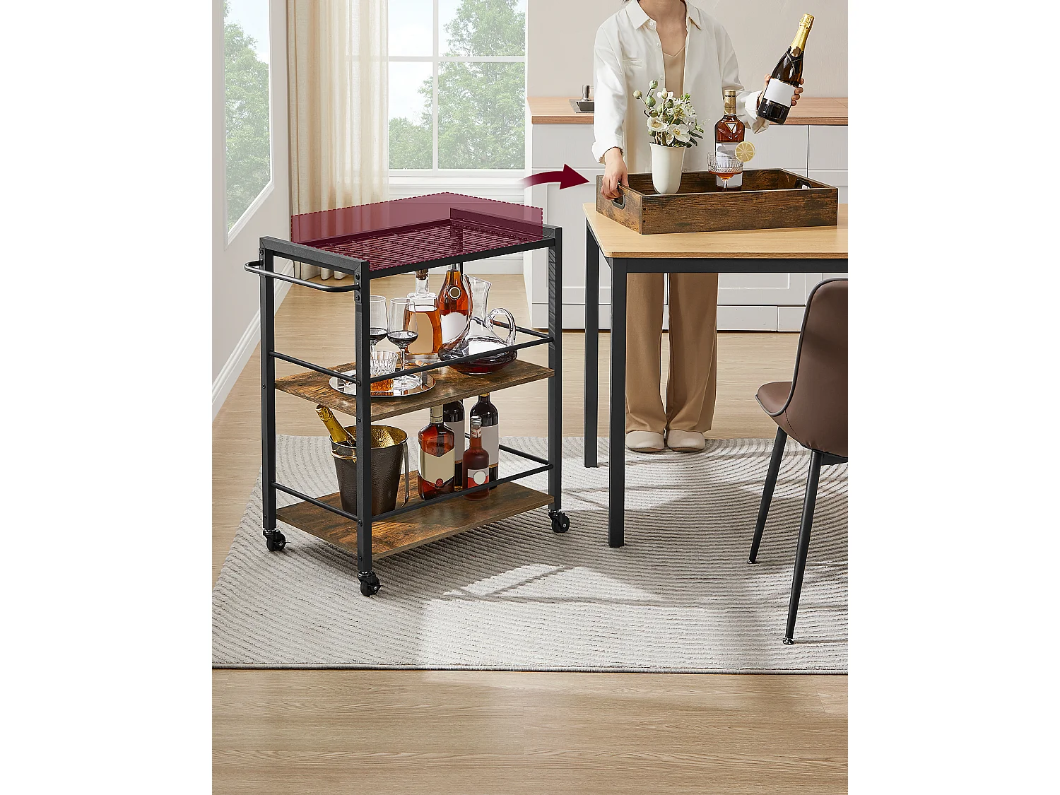 Desserte de cuisine 65x40x86 cm brun rustique LRC72X