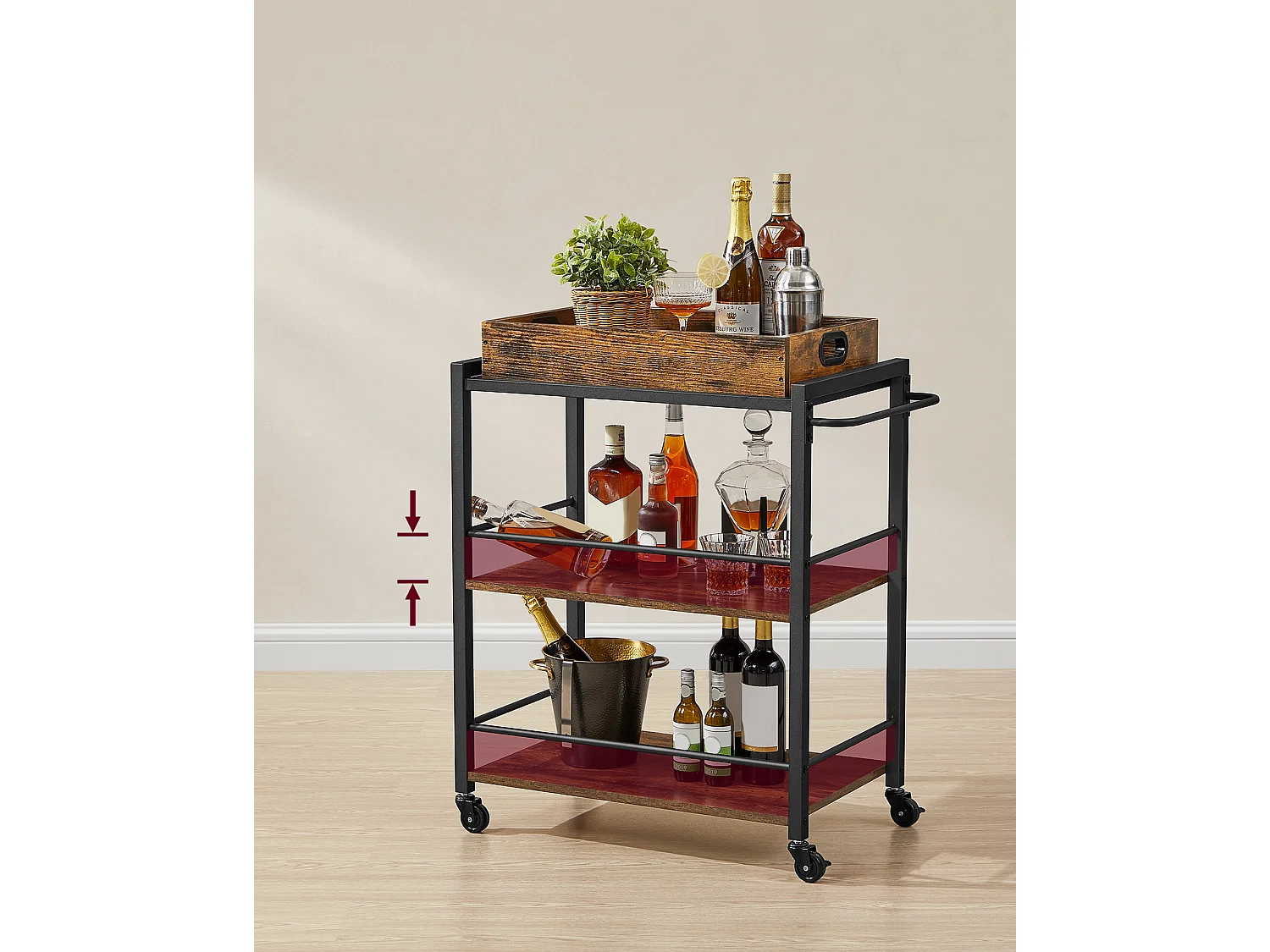 Desserte de cuisine 65x40x86 cm brun rustique LRC72X