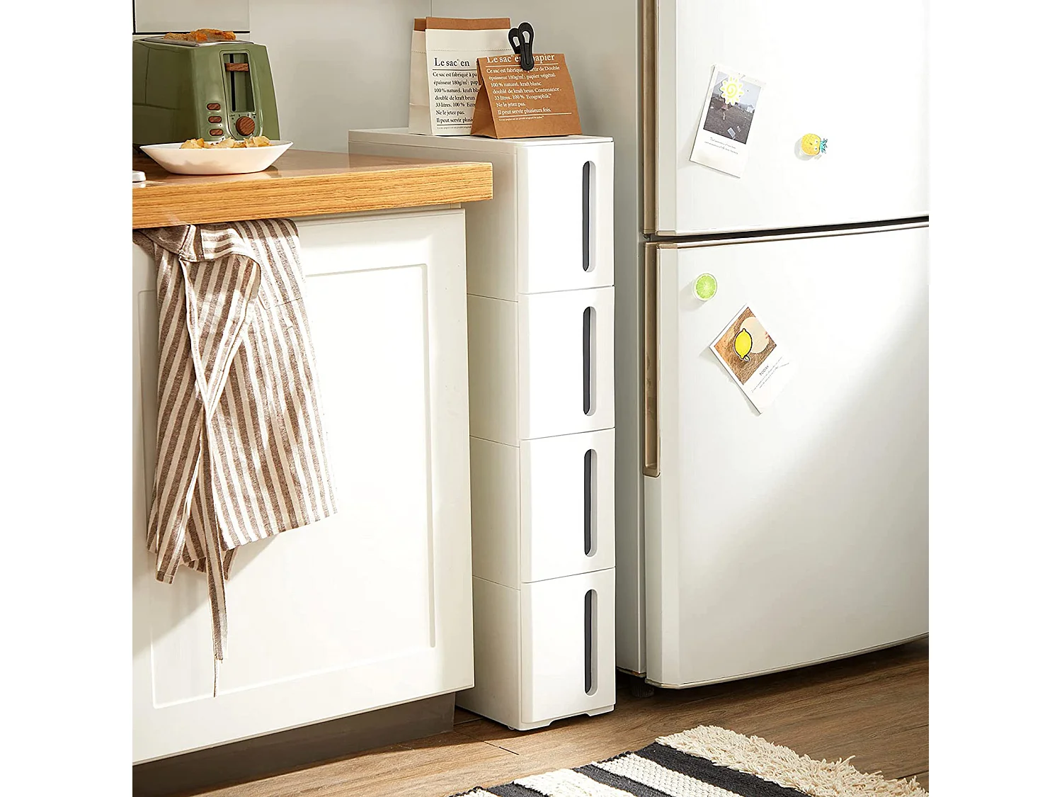 Aufbewahrungswagen 45x17x83 cm weiß und grau