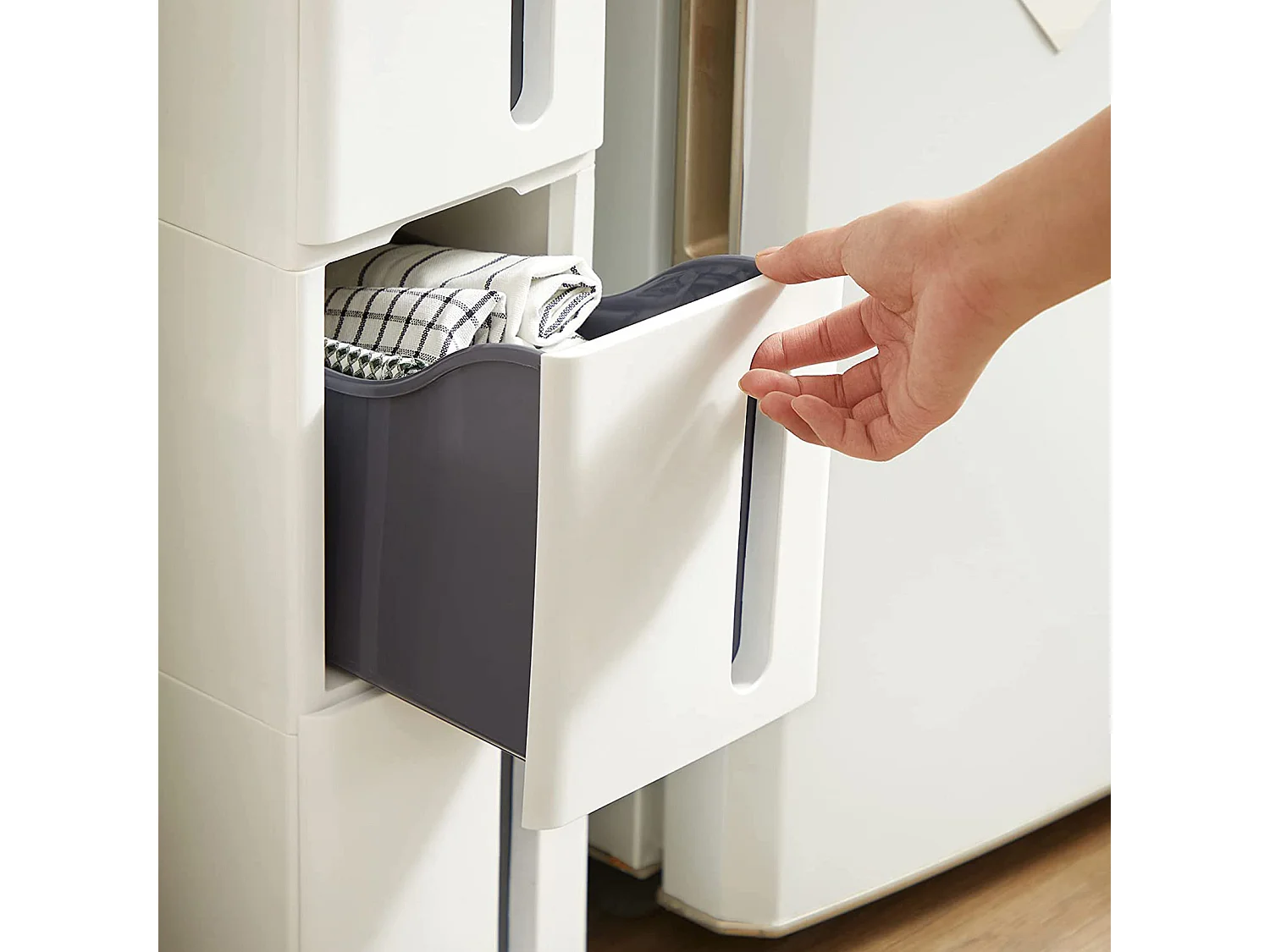 Aufbewahrungswagen 45x17x83 cm weiß und grau