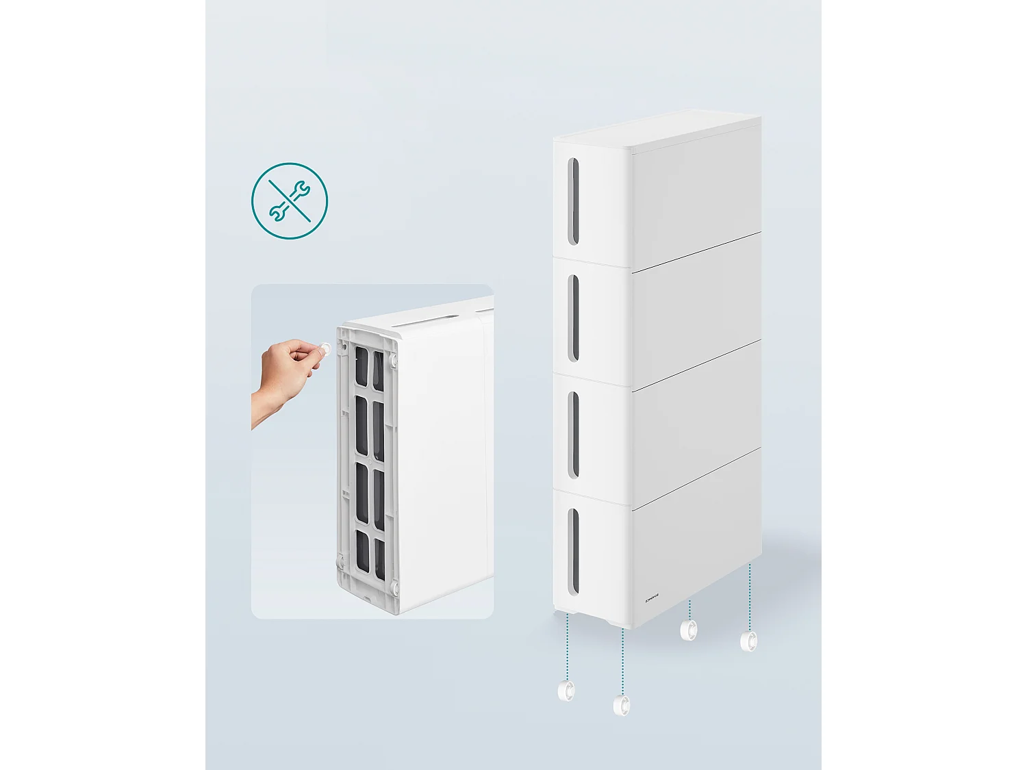 Aufbewahrungswagen 45x17x83 cm weiß und grau