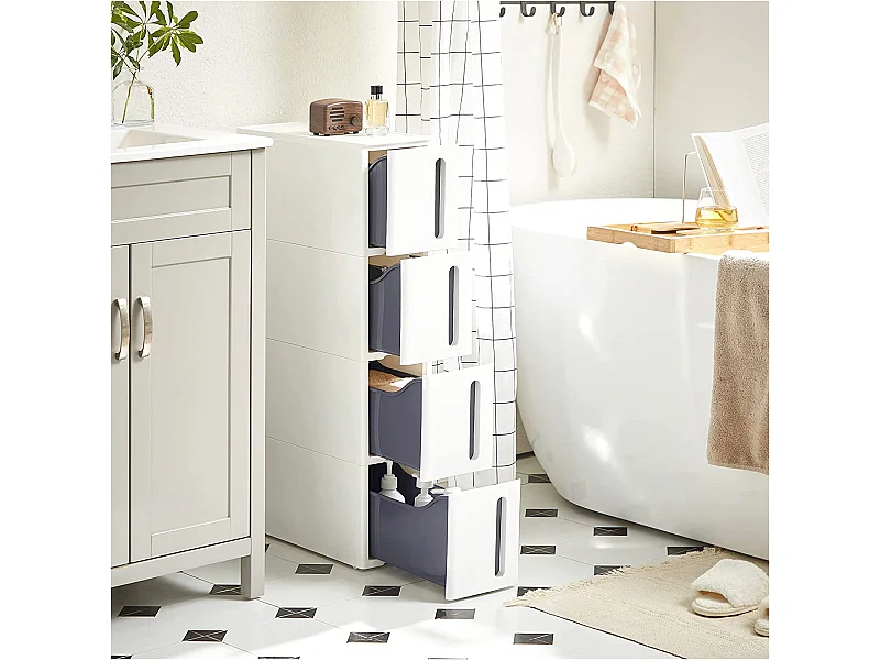 Aufbewahrungswagen 45x17x83 cm weiß und grau