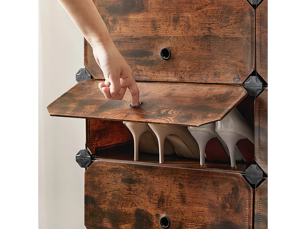 Étagère à chaussures 43x31x173 cm or noir plastique rangement cube