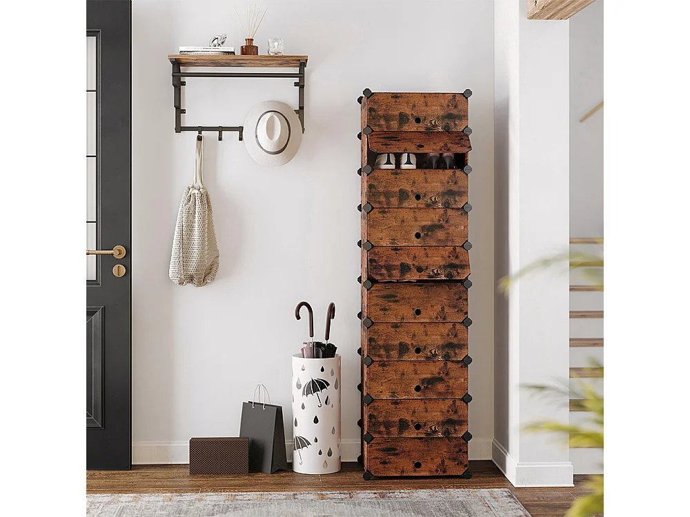 Scarpiera 43x31x173 cm oro nero plastica contenitore a cubo