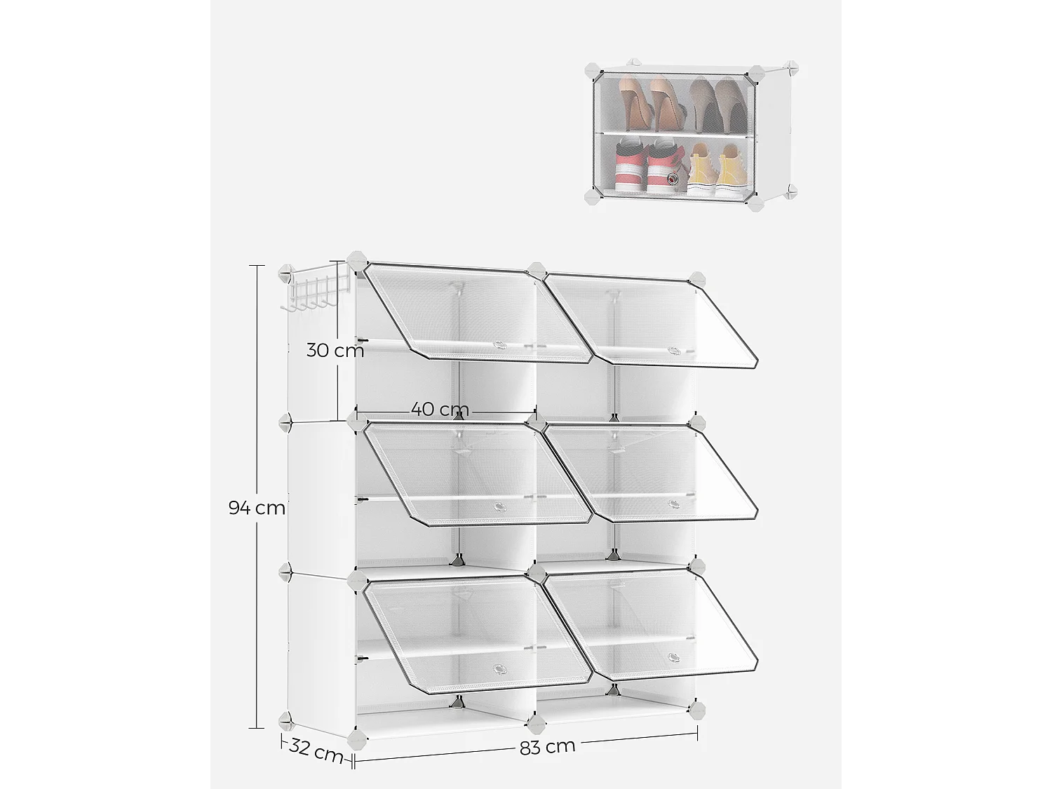 Schuhregal 82x32x92 cm weiß