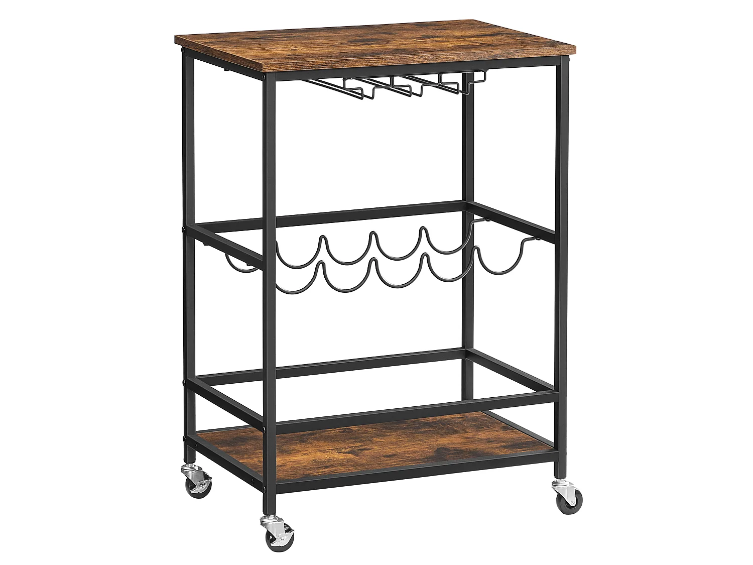 Wózek kuchenny 60x40x75 cm czarny vintage brąz