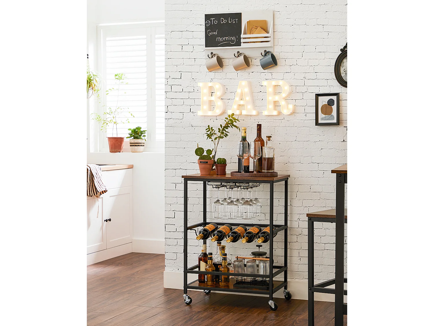 Wózek kuchenny 60x40x75 cm czarny vintage brąz