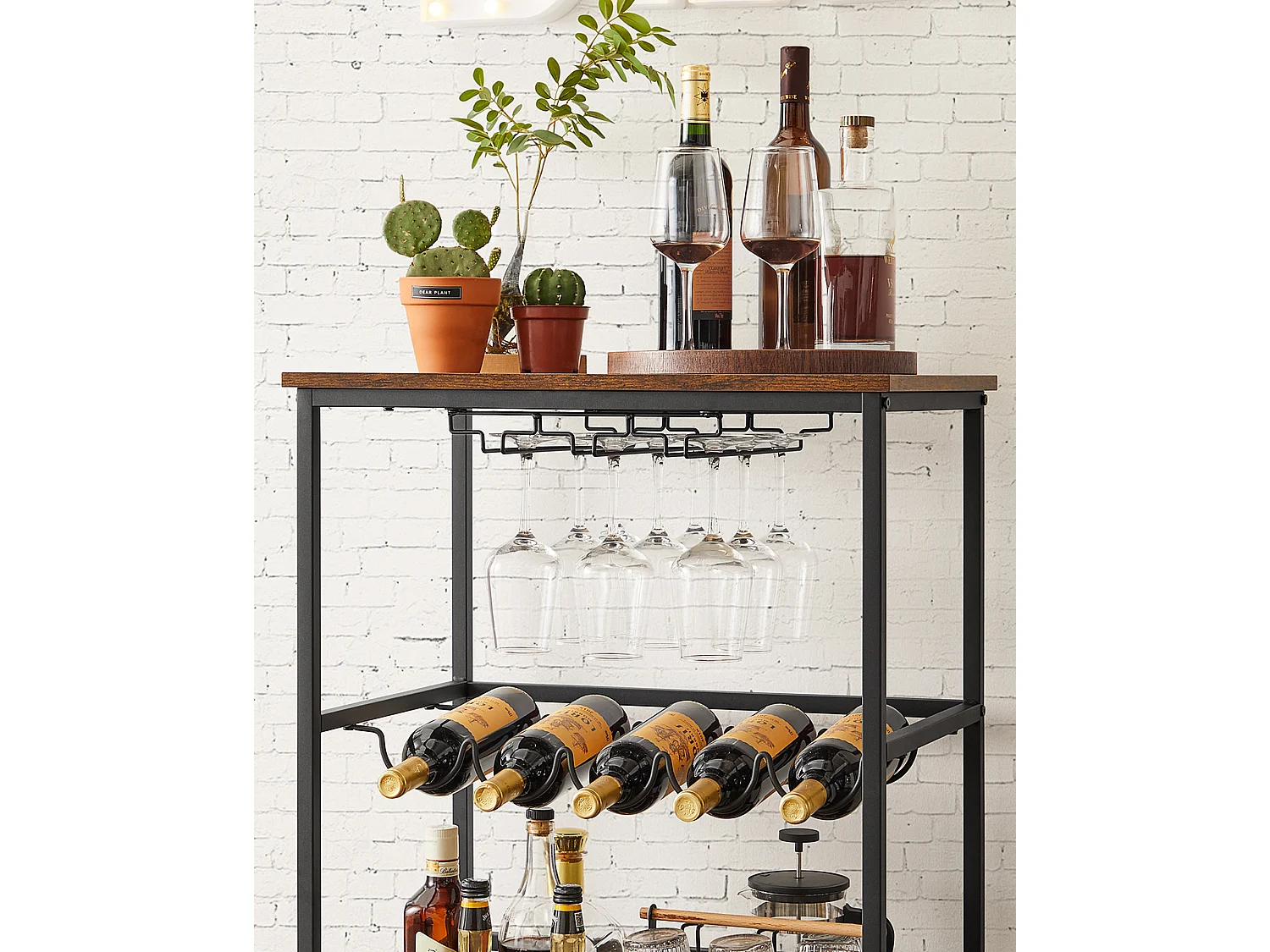 Wózek kuchenny 60x40x75 cm czarny vintage brąz