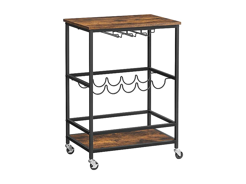 Küchenwagen 60x40x75 cm Schwarz Vintage Braun