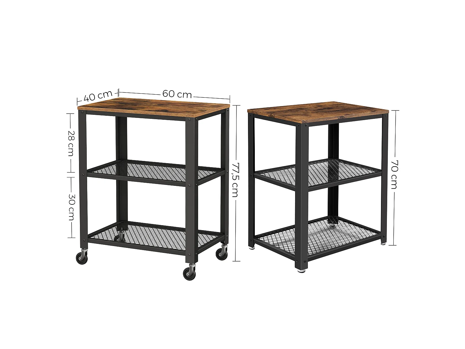 Nutzfahrzeugwagen 60,6x40x78 cm Braun