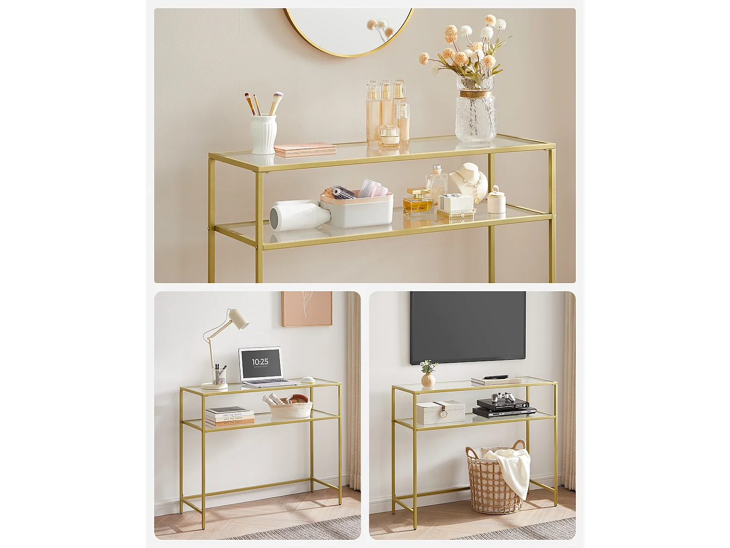 Consoletafel 100x35x80 cm goud