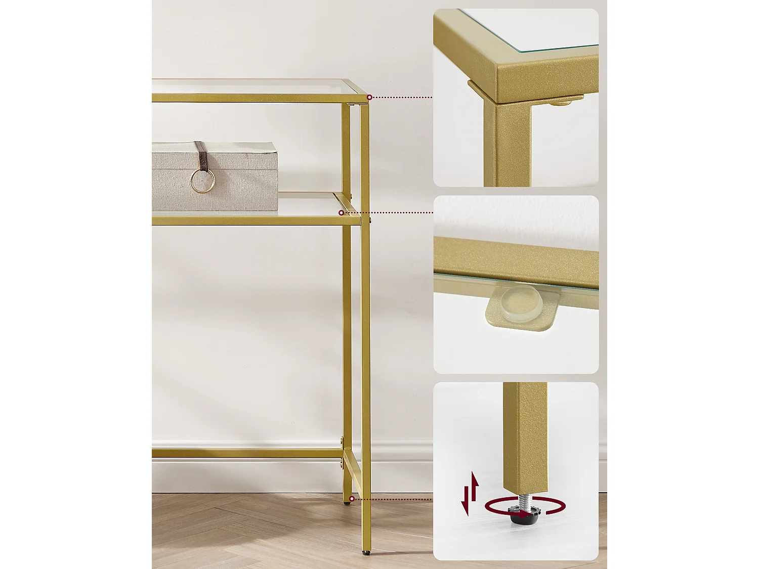 Consoletafel 100x35x80 cm goud