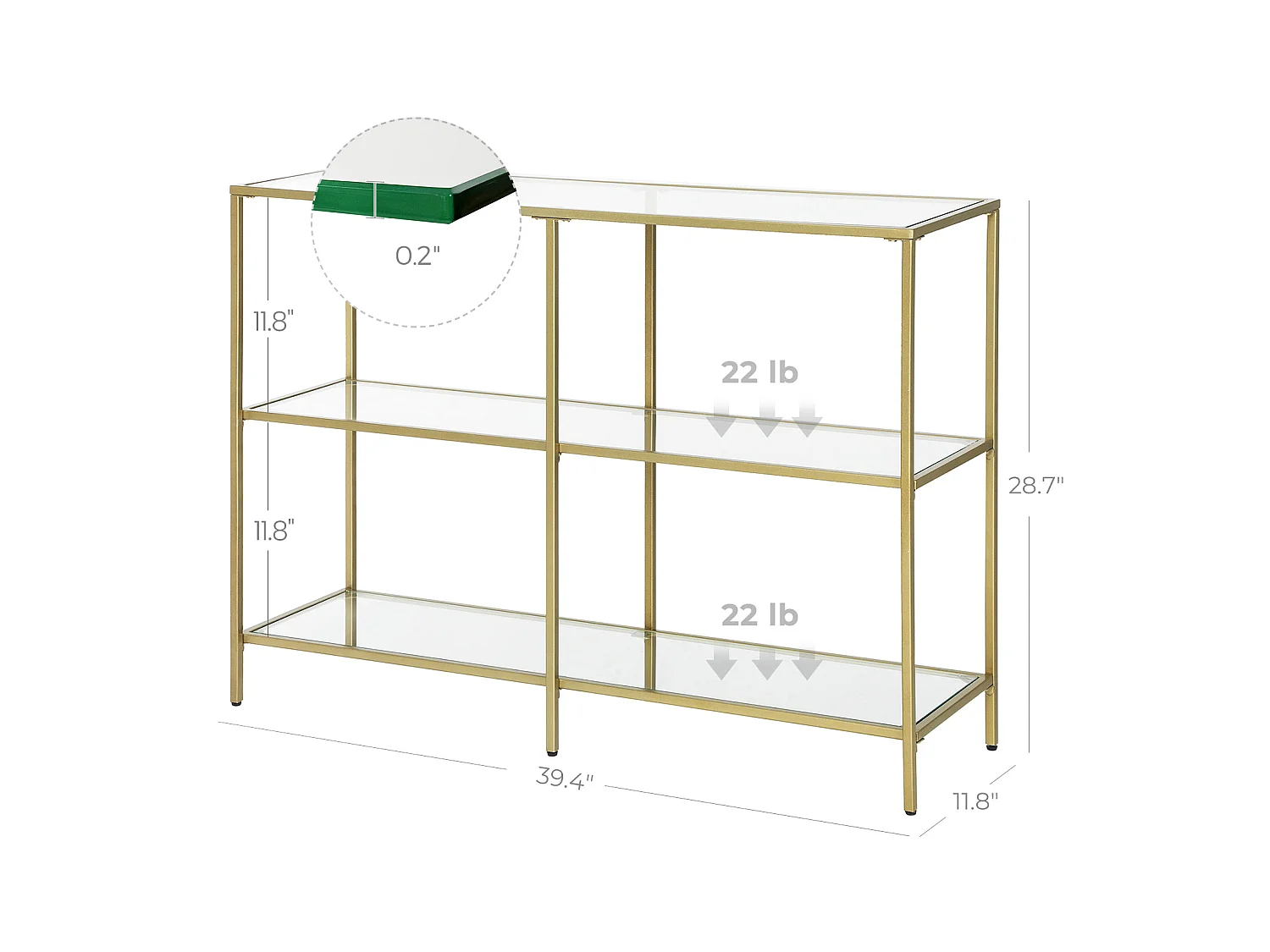 Mesa consola 100x30x73 cm Dorado