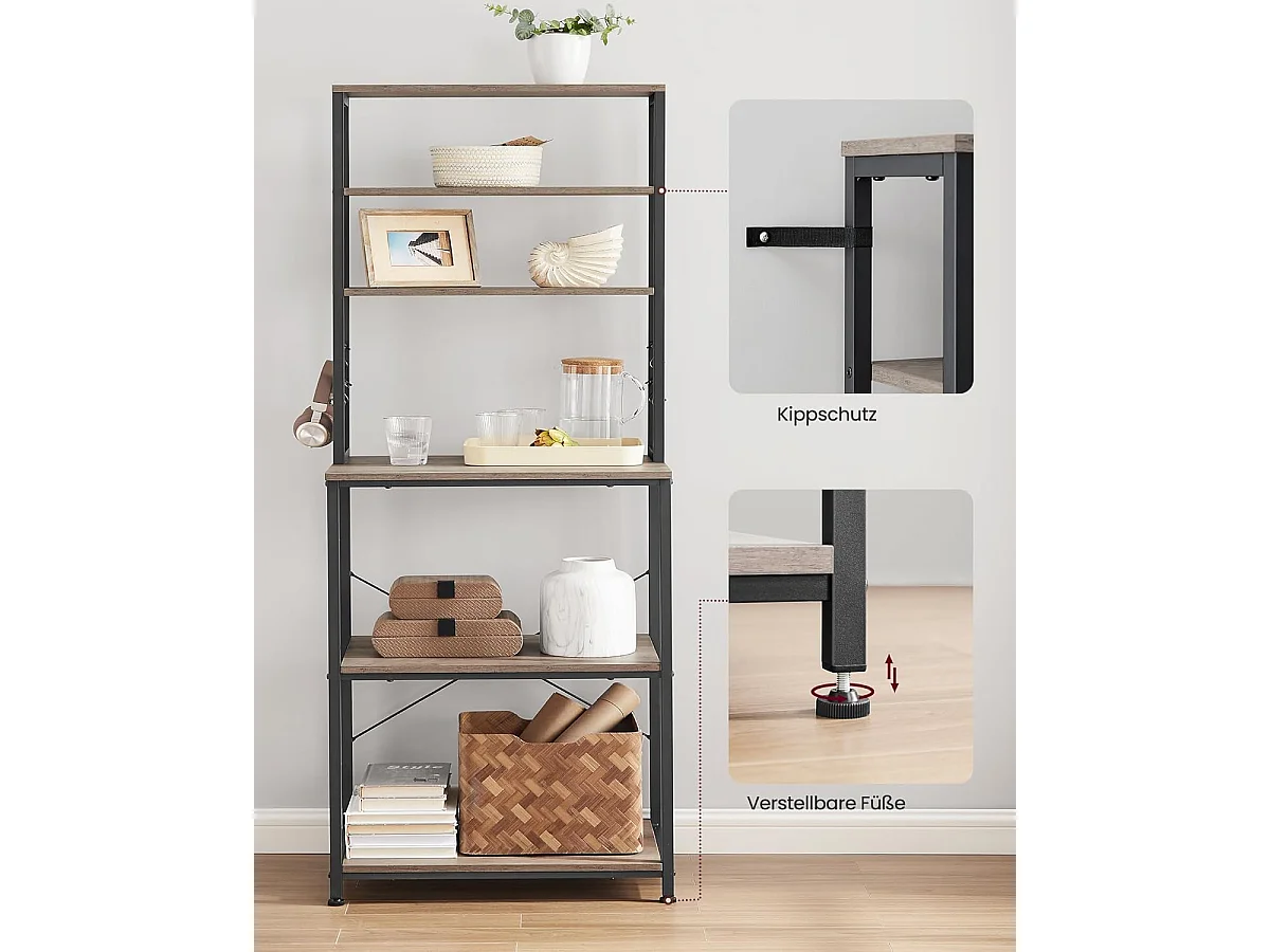 Étagère de cuisine 40x60x167 cm greige moucheté encre noire