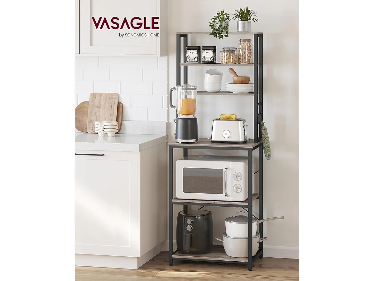 Étagère de cuisine 40x60x167 cm greige moucheté encre noire