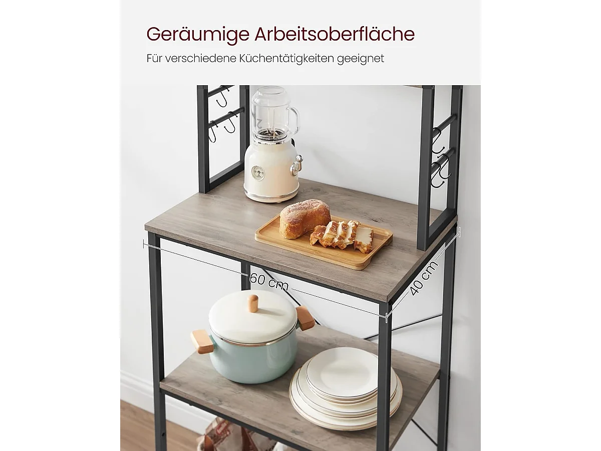 Étagère de cuisine 40x60x167 cm greige moucheté encre noire