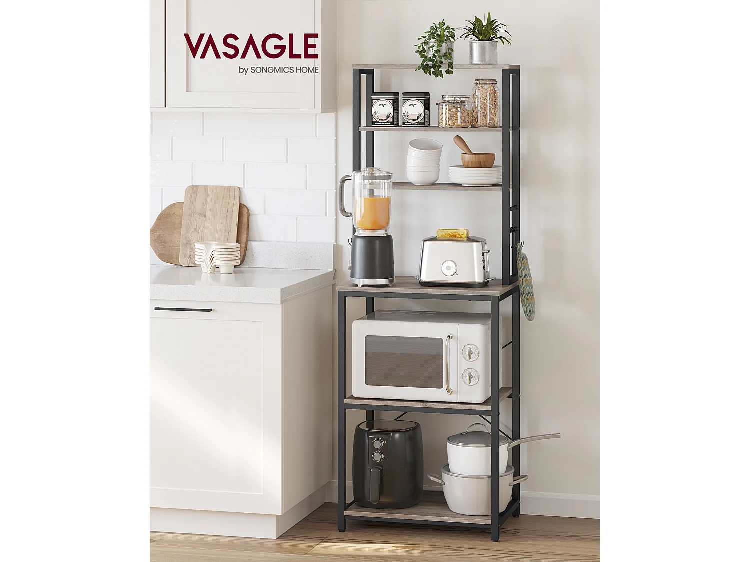 Kitchen shelf 40x60x167 cm greige mottled ink black