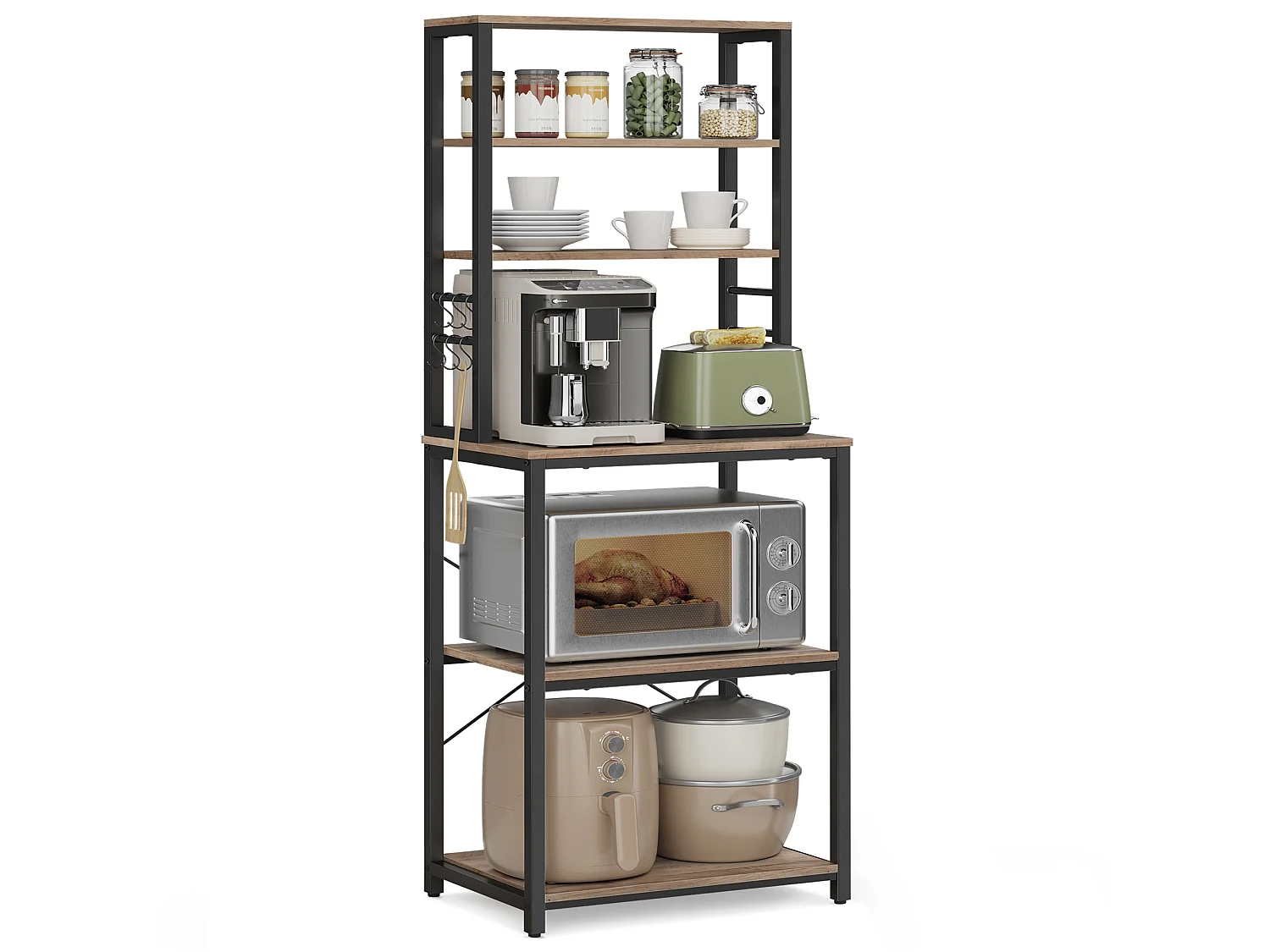 Kitchen shelf 40x60x167 cm greige mottled ink black