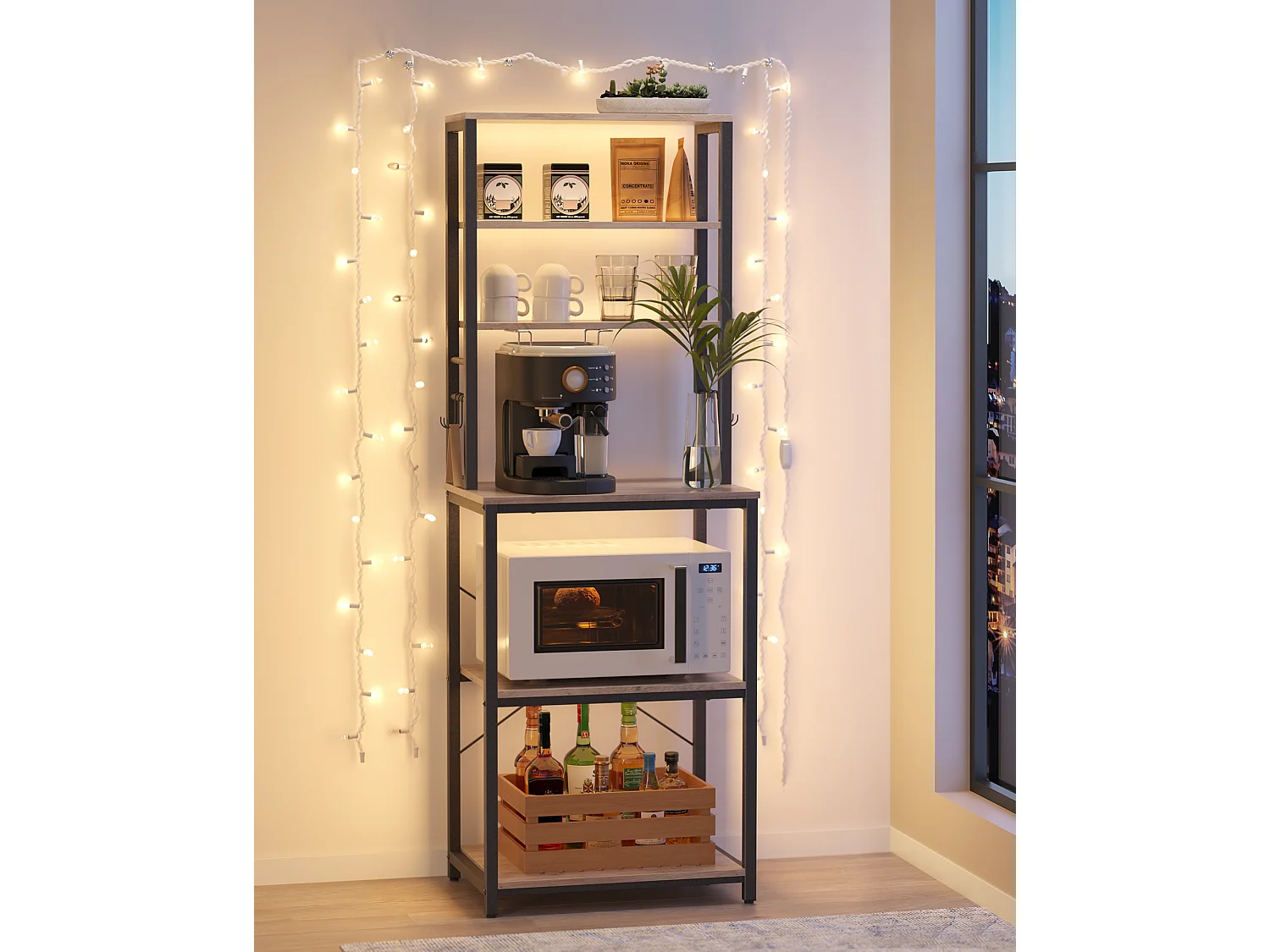 Kitchen shelf 40x60x167 cm greige mottled ink black