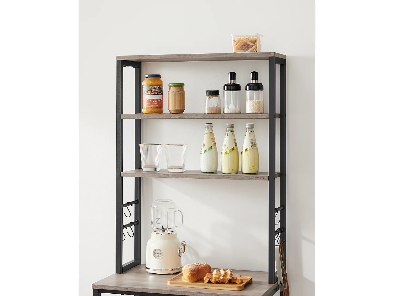 Kitchen shelf 40x60x167 cm greige mottled ink black