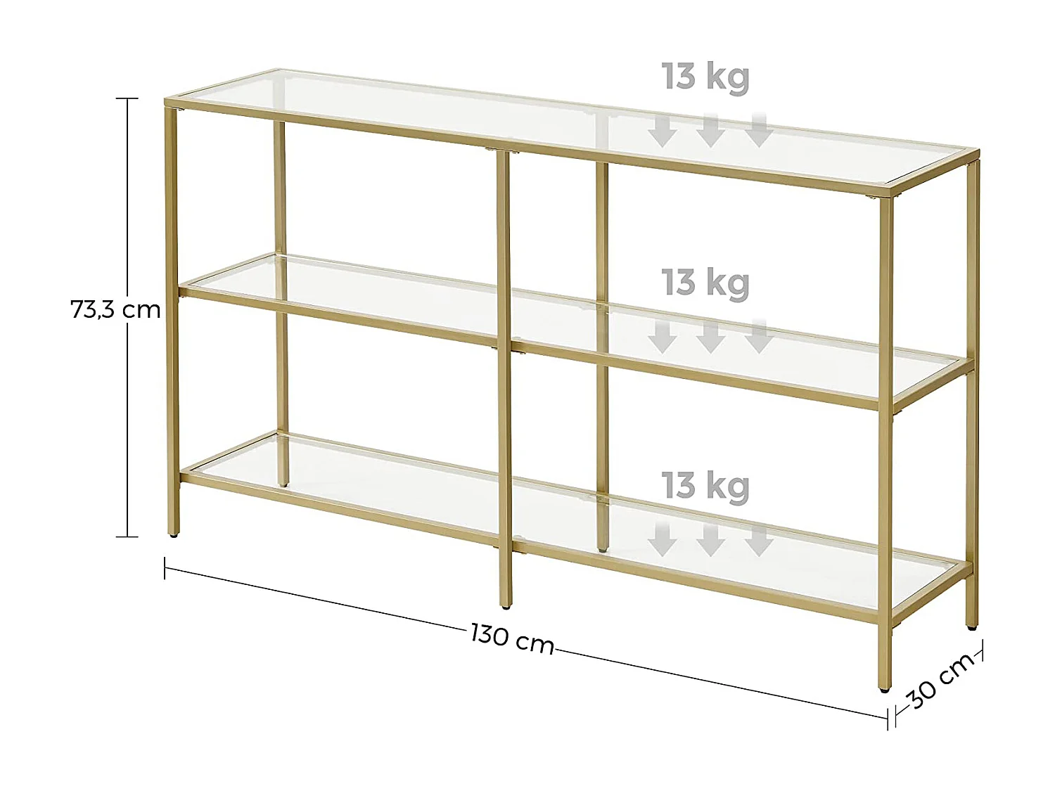 Table console 130x30x73,3 cm or
