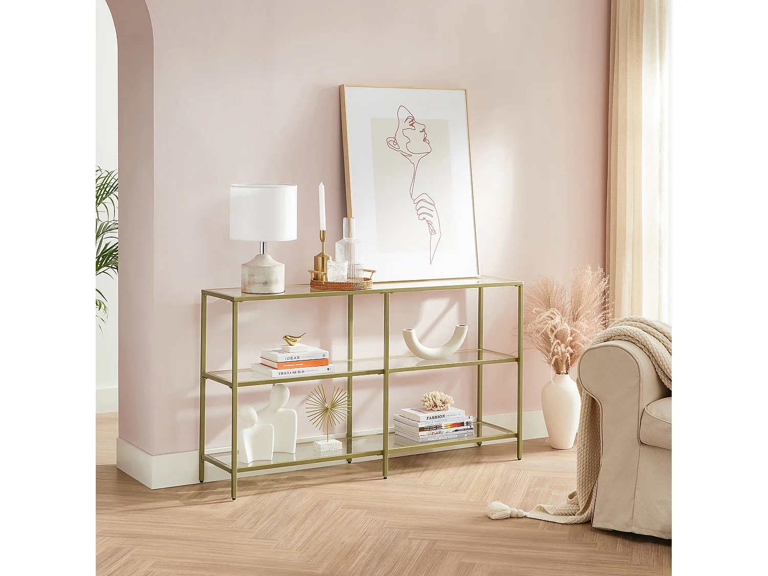 Mesa consola 130x30x73,3 cm dorado