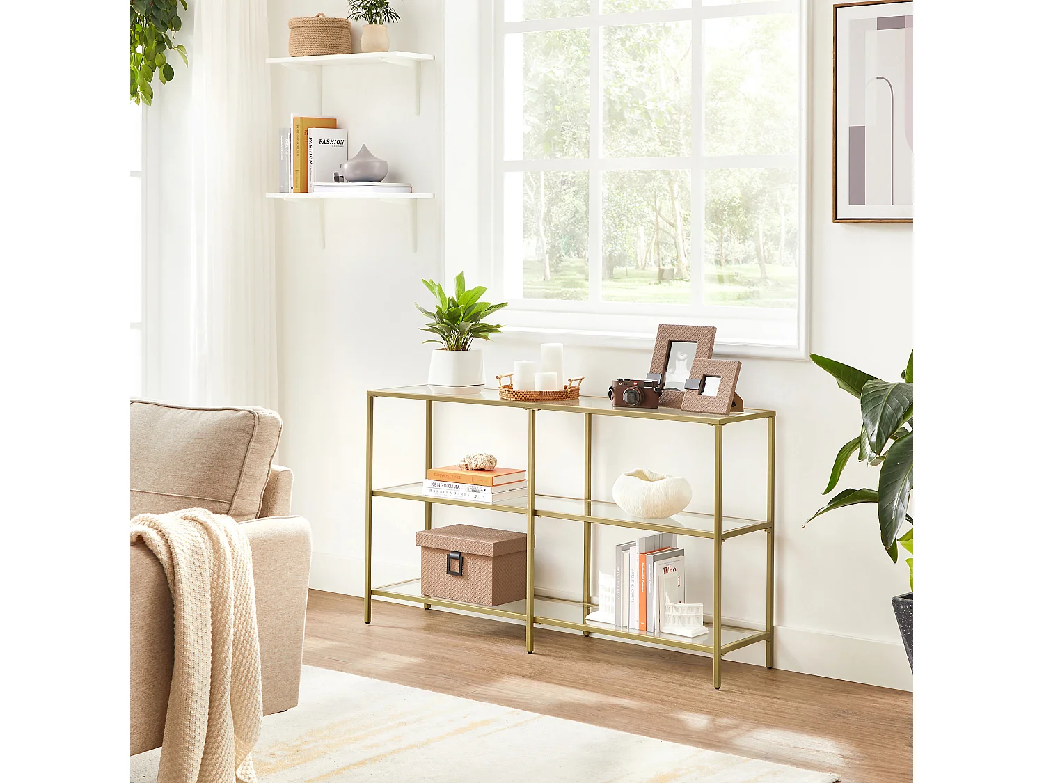 Mesa consola 130x30x73,3 cm dorado