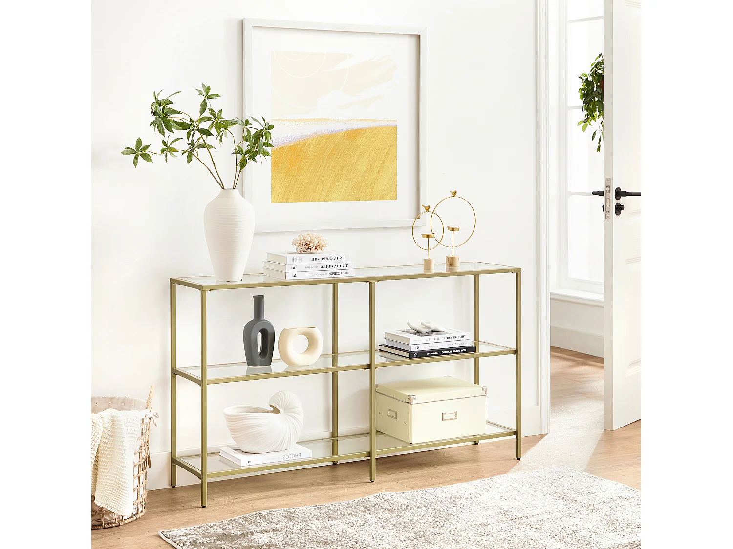 Mesa consola 130x30x73,3 cm dorado