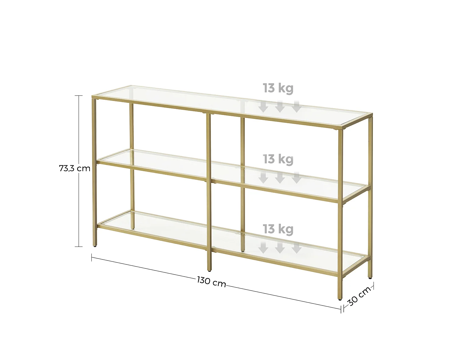 Mesa consola 130x30x73,3 cm dorado