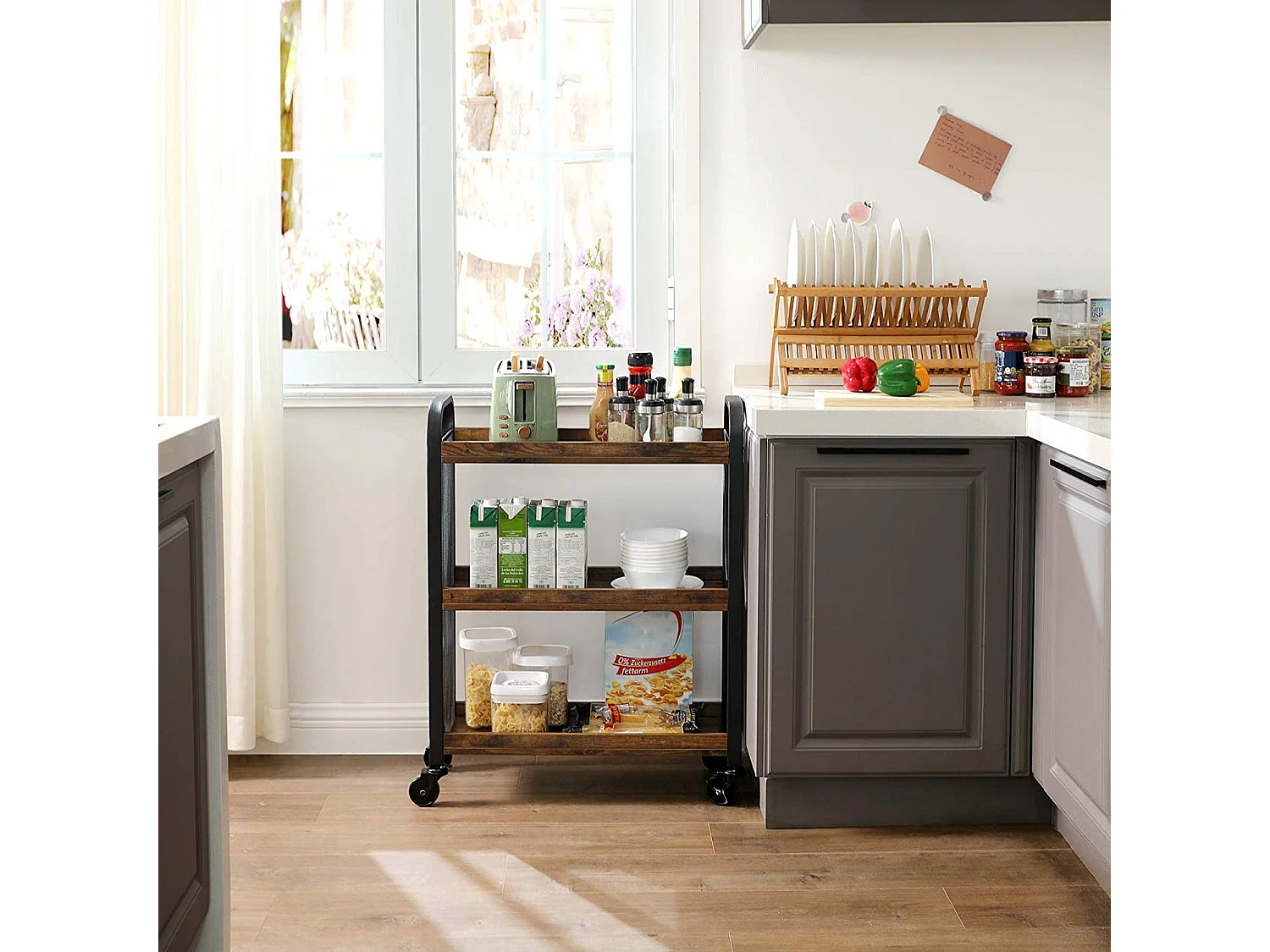 Chariot roulant 66x26x85 cm marron cowjag