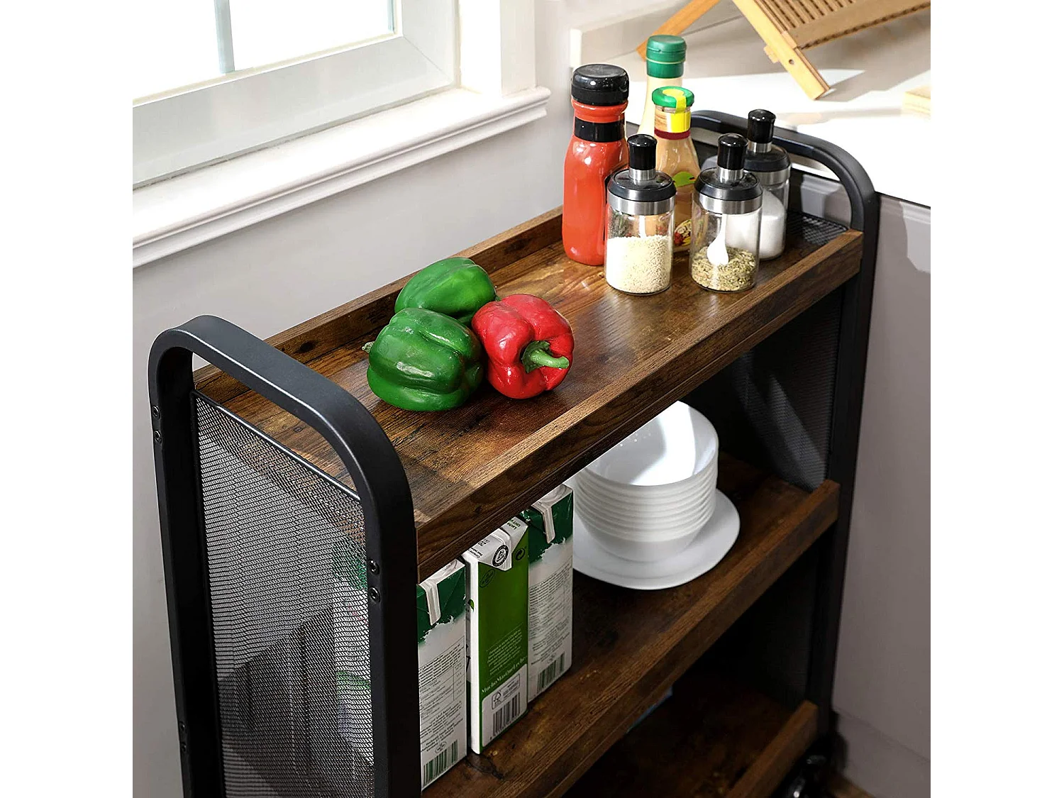 Chariot roulant 66x26x85 cm marron cowjag