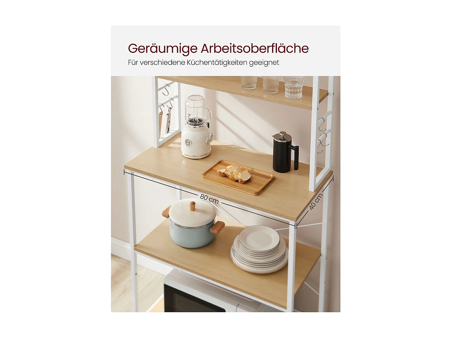 Prateleira de cozinha 40x80x167 cm carvalho branco