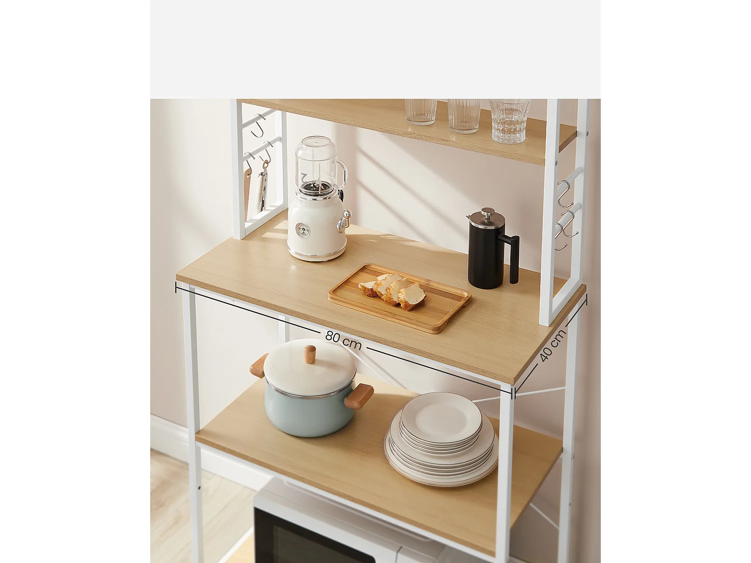 Étagère de cuisine 40x80x167 cm chêne blanc