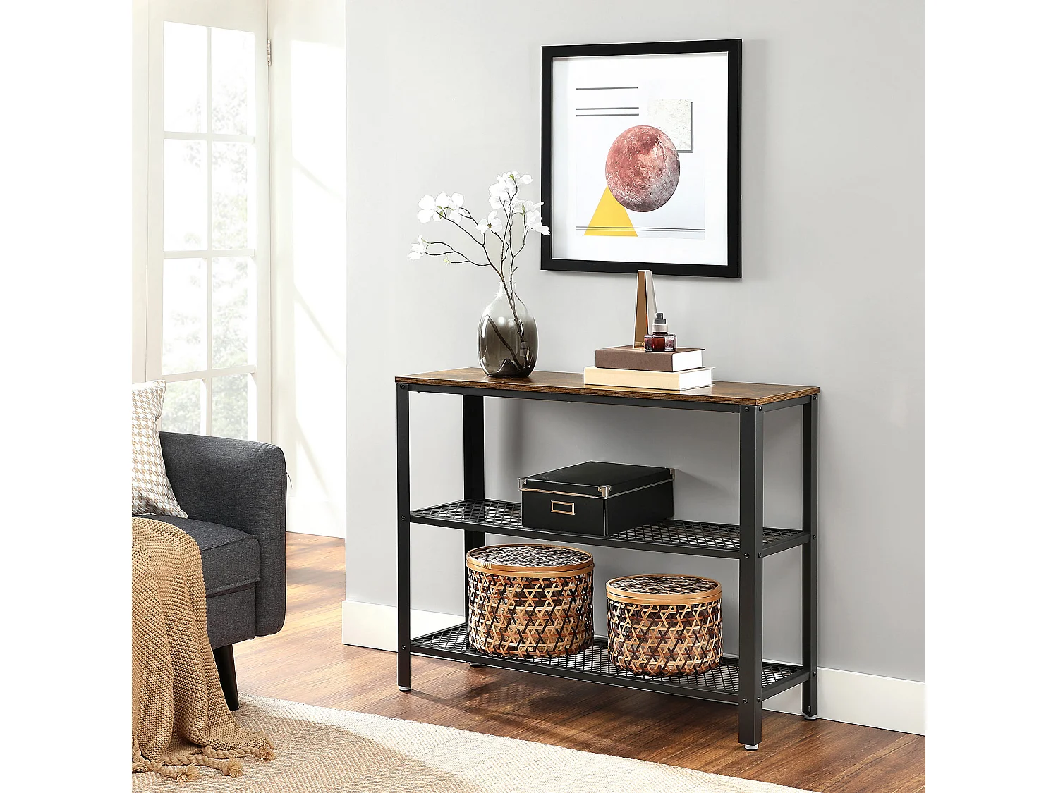 Consoletafel 101,5x35x80 cm zwart